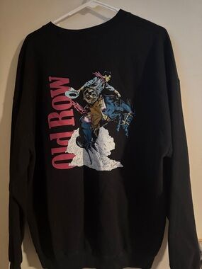 Buckle Black Crewneck Sweater with Multicolor Rodeo Graphic